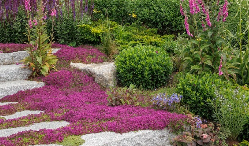 Landscaping with Red Creeping Thyme