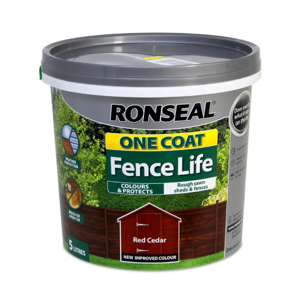 Ronseal 5L One Coat Life - Quick Dry Garden Shed & Fence Paints